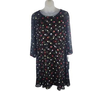 Karl Lagerfeld Paris Polka Dot Dress in Black Size 8 NWT $148